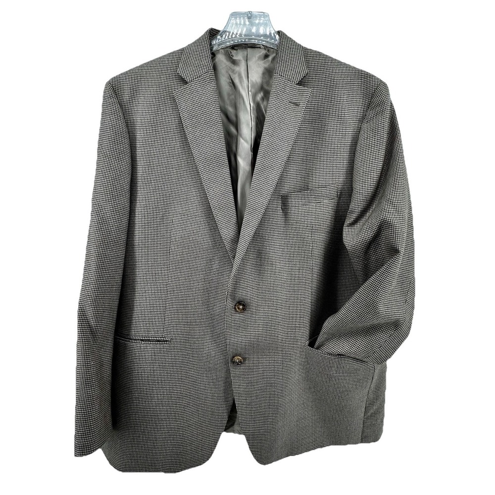 Lauren Ralph Lauren Mens 46R Blazer Brown Houndstooth Blue Overcheck Sport Coat - Picture 3 of 9